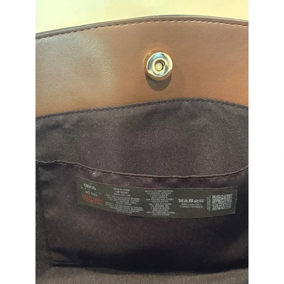 ASOS DESIGN Brown Faux Suede Tote Bag Tan Trim Gold Buckle Large Shoulder Bag - Picture 2 of 11